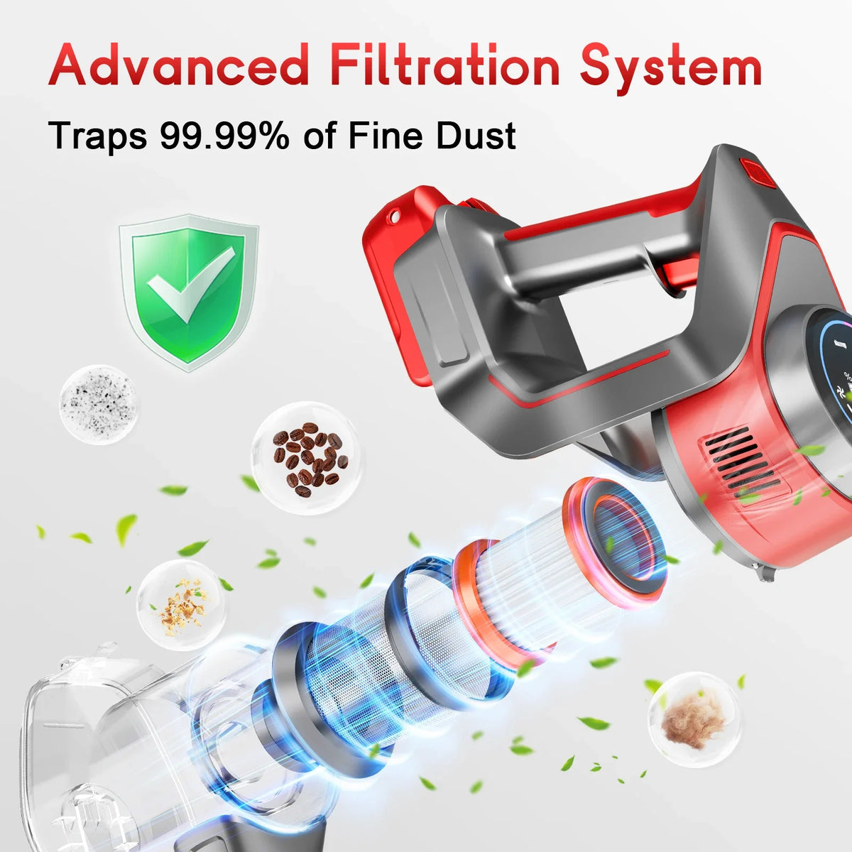Honki Cordless Stick Vacuum | 78kPa Suction, 45-Min Runtime