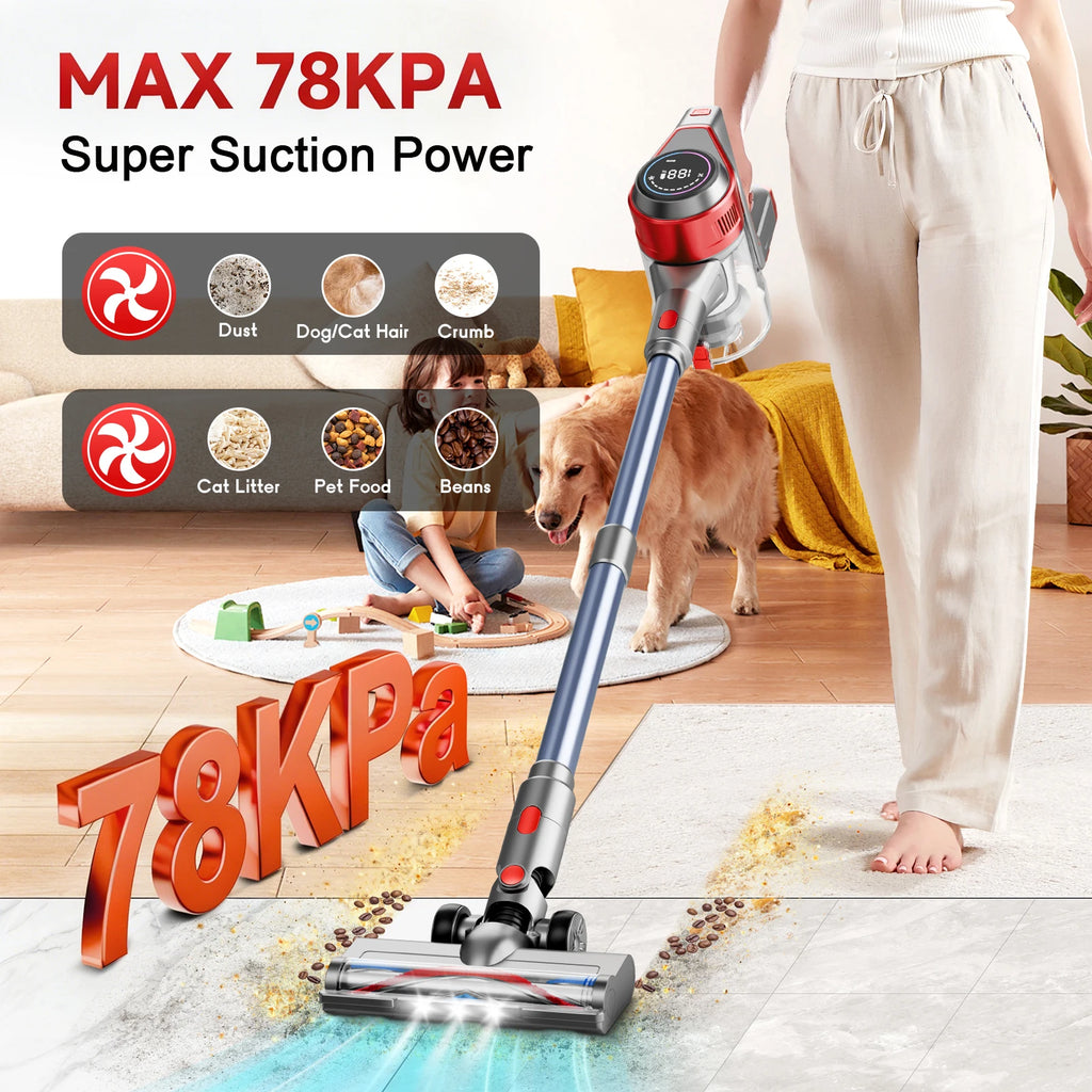 Honki Cordless Stick Vacuum | 78kPa Suction, 45-Min Runtime