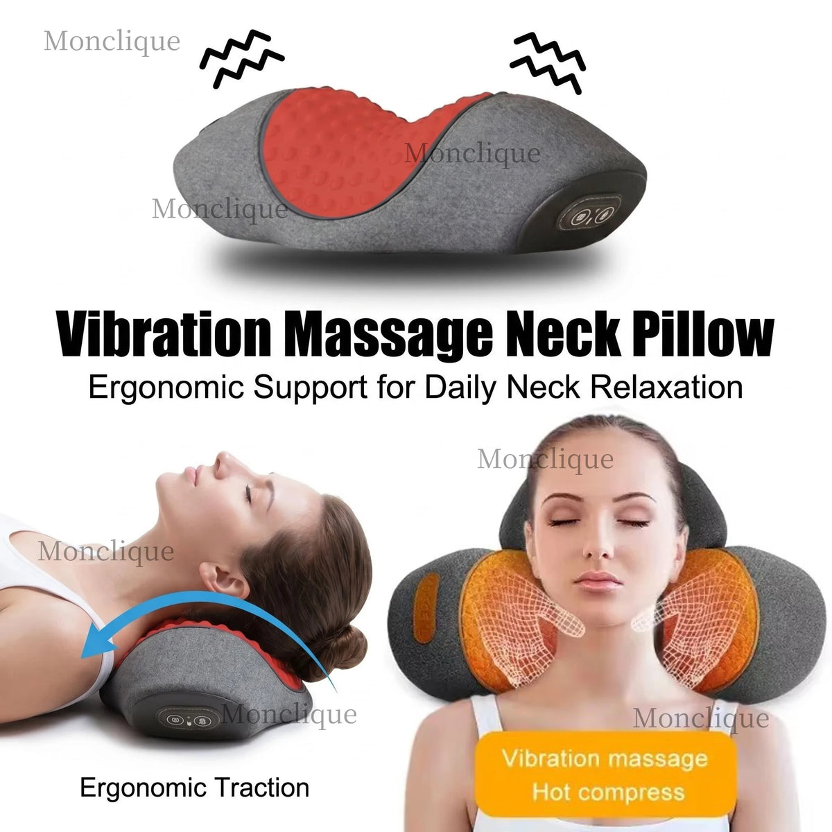 3-in-1 Heated Neck & Shoulder Massager Pillow