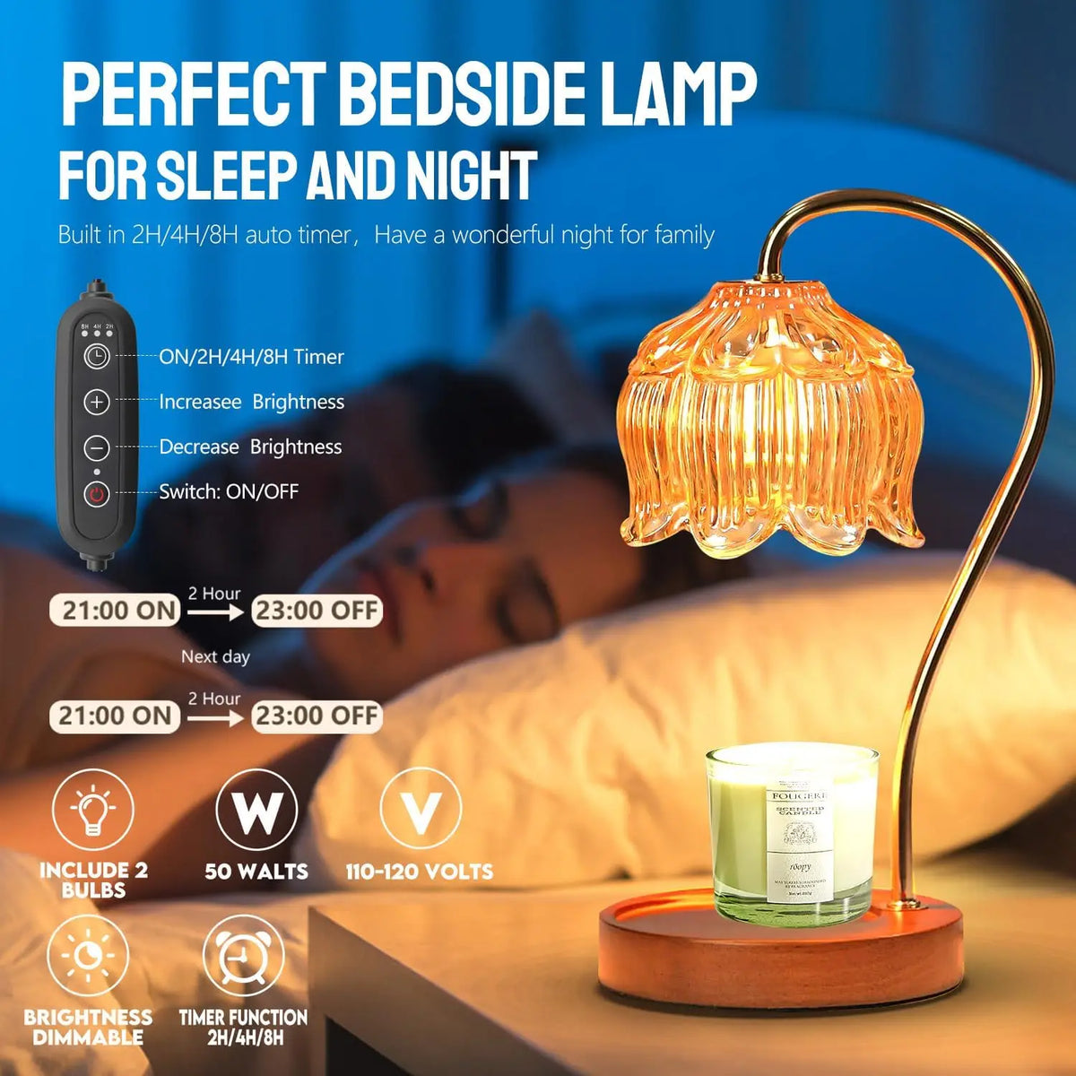Modern Candle Warmer Lamp | Timer & Dimmer